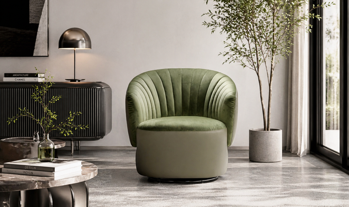 Nicoletti Italia Dotty 360° Swivel Accent Chair With Curved Back Design