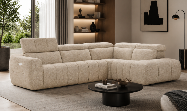Nicoletti Italia Owen Fabric Zero Gravity Power Recliner Sectional Sofa