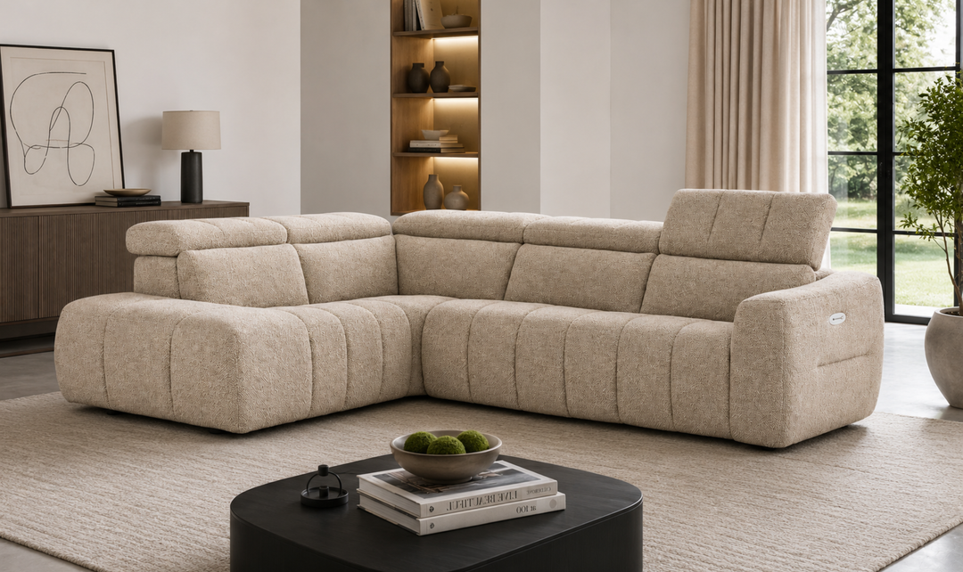Nicoletti Italia Owen Fabric Zero Gravity Power Recliner Sectional Sofa