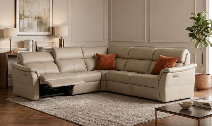 Nicoletti Italia Pasadena Leather Zero Gravity Recliner Sectional Sofa