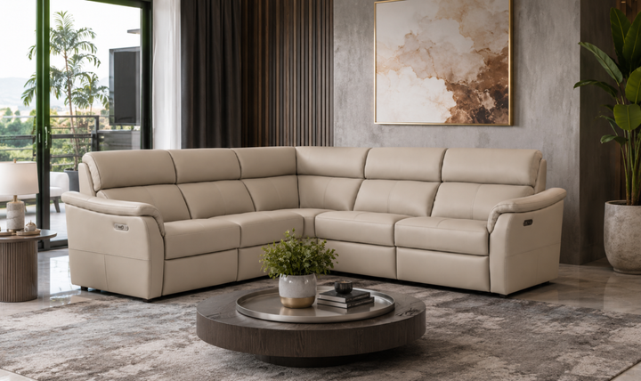 Nicoletti Italia Pasadena Leather Zero Gravity Recliner Sectional Sofa