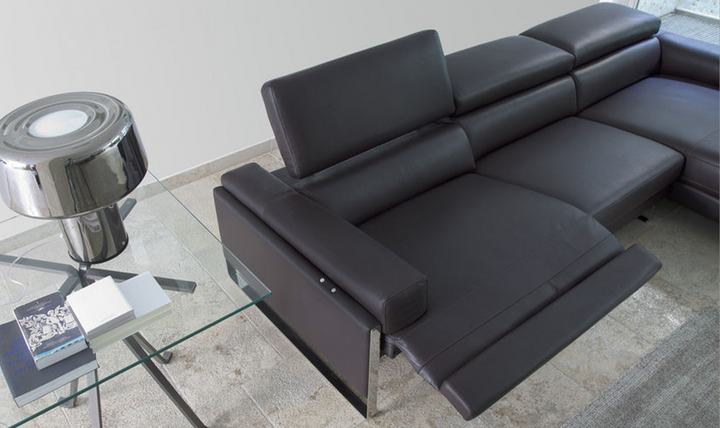Nicoletti Italia Romeo 3-Seater Leather Sectional Recliner in Sealskin Gray