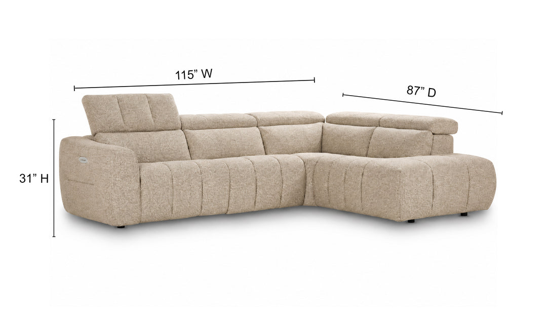 Nicoletti Italia Owen Fabric Zero Gravity Power Recliner Sectional Sofa