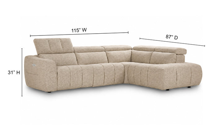 Nicoletti Italia Owen Fabric Zero Gravity Power Recliner Sectional Sofa