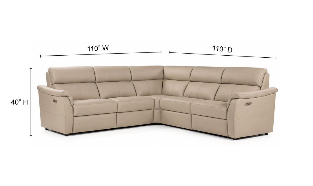 Nicoletti Italia Pasadena Leather Zero Gravity Recliner Sectional Sofa