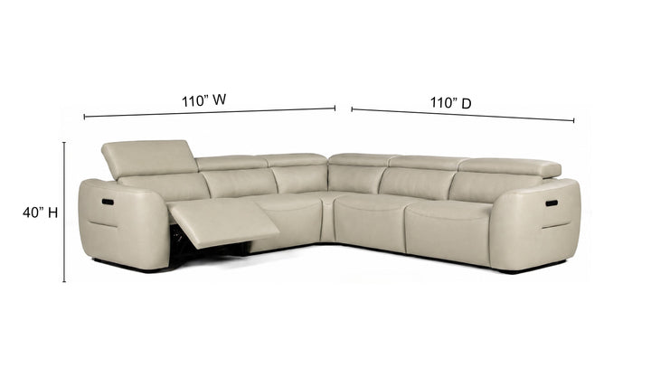Nicoletti St. Louis Leather Reclining Sectional Sofa in Light Beige