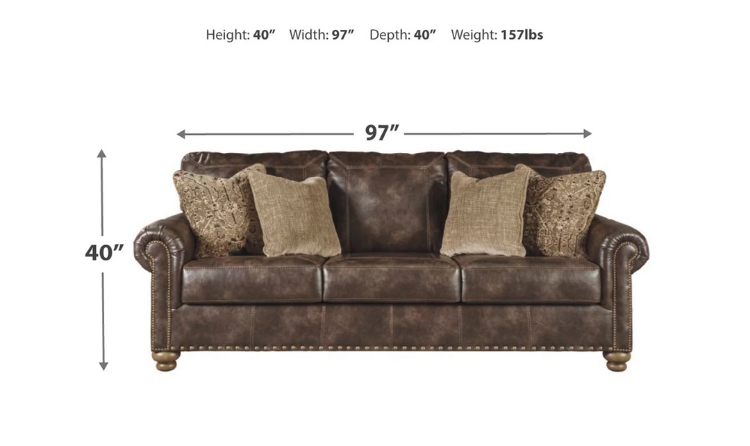 Modern Heritage Nicorvo 3-Seater Faux Leather Sofa in Brown