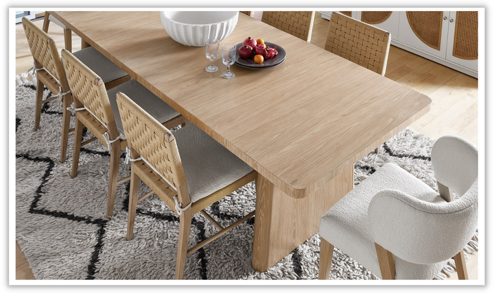 Universal Nomad Dining Table Set in Tan Oak Finish