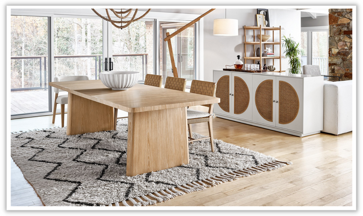 Universal Nomad Dining Table Set in Tan Oak Finish