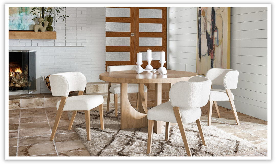 Universal Nomad Dining Table Set 6/9 Pieces in Tan Oak Finish