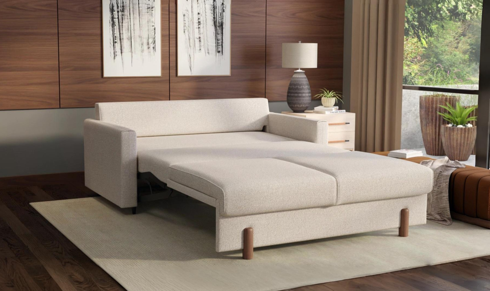 Fjords Nordic Rest Nora Queen Sleeper Sofa with Mocca Leg Finish - Jennifer Furniture