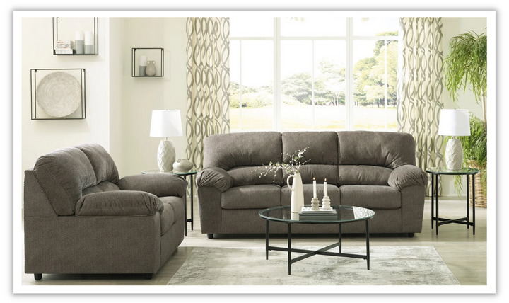 Modern Heritage Norlou 3-Seater Brown Fabric Herringbone Tufted Sofa