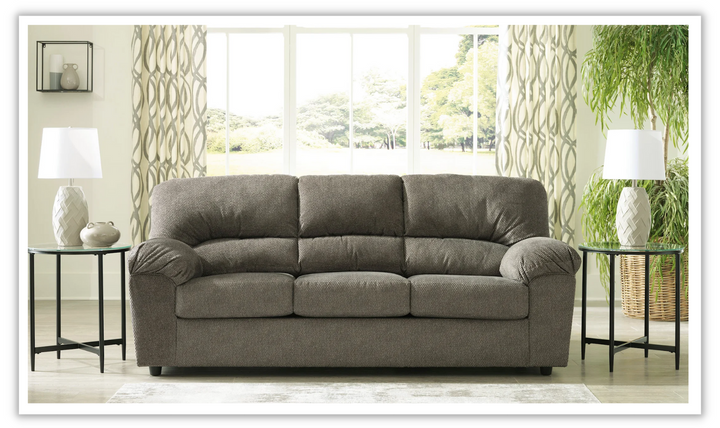 Modern Heritage Norlou 3-Seater Brown Fabric Herringbone Tufted Sofa