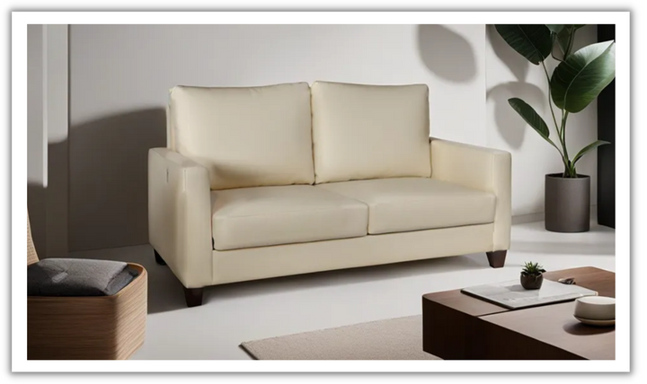 Nova Queen Leather Sleeper Sofa With Wood and Chrome Legs