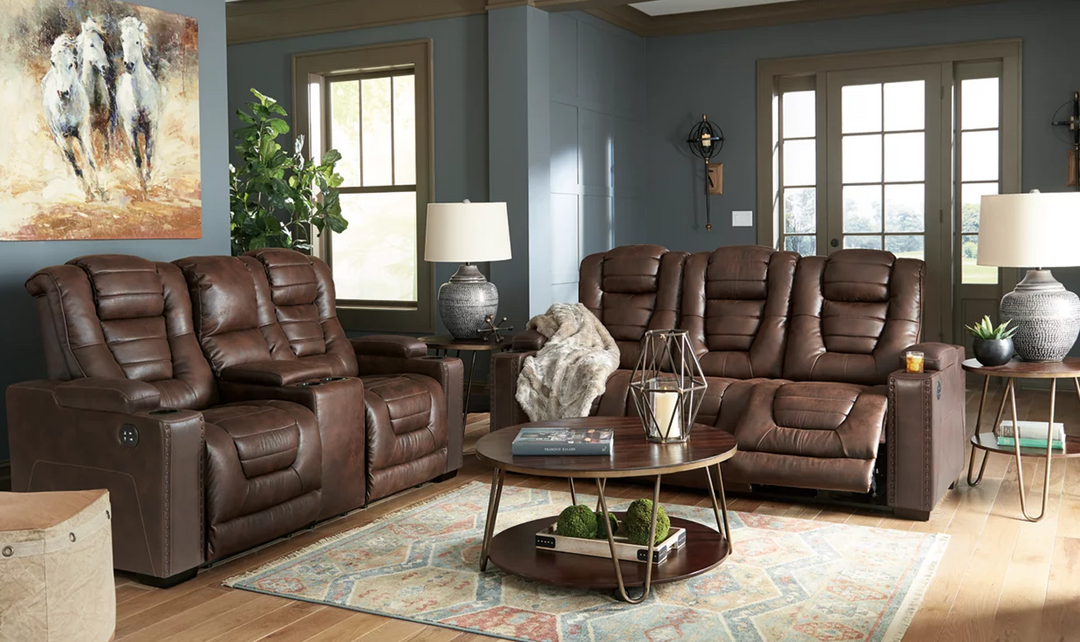 Modern Heritage Owner's Box Brown Leather Power-Reclining Living Room Set