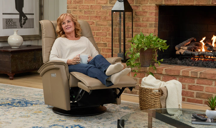 Fjords Paris Leather Power Recliner Chair with Swivel Base & Power Headrest
