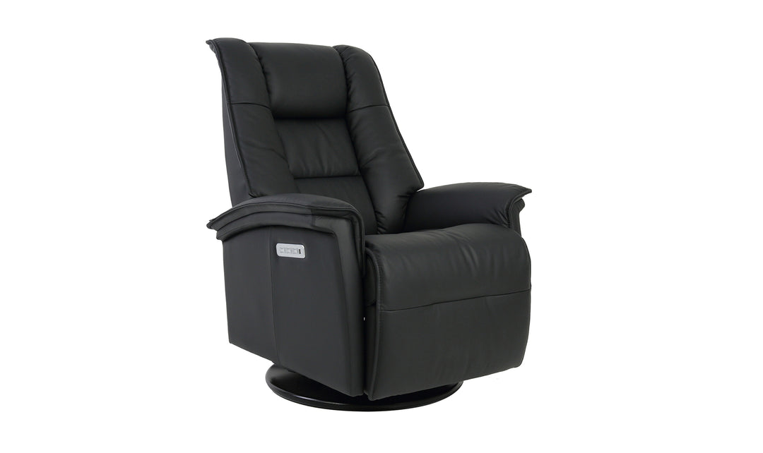 Fjords Paris Leather Power Recliner Chair with Swivel Base & Power Headrest