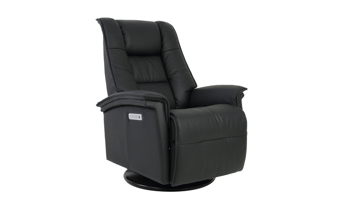 Fjords Paris Leather Power Recliner Chair with Swivel Base & Power Headrest