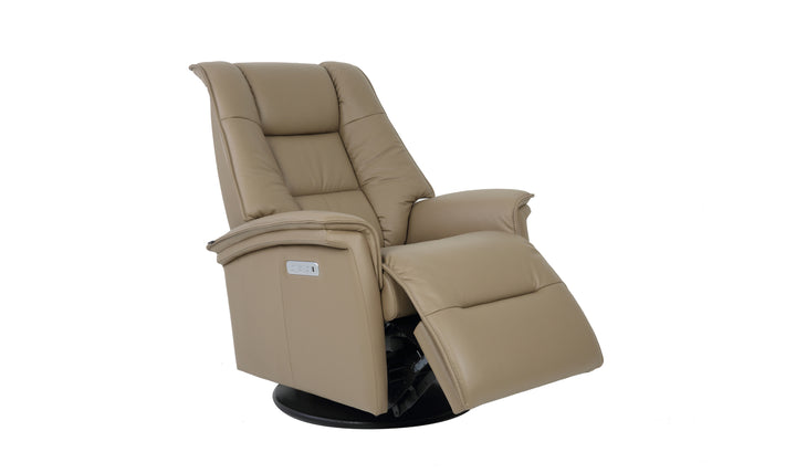 Fjords Paris Leather Power Recliner Chair with Swivel Base & Power Headrest