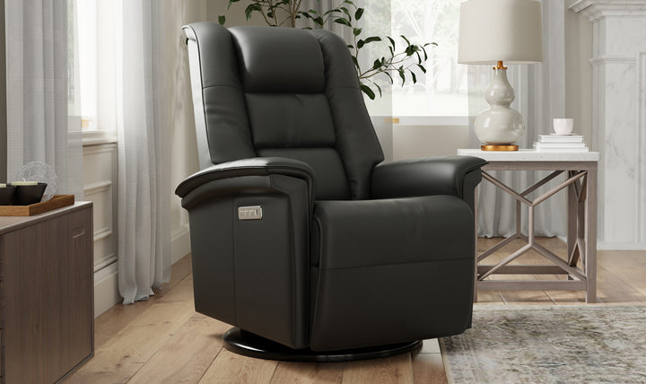 Fjords Paris Leather Power Recliner Chair with Swivel Base & Power Headrest