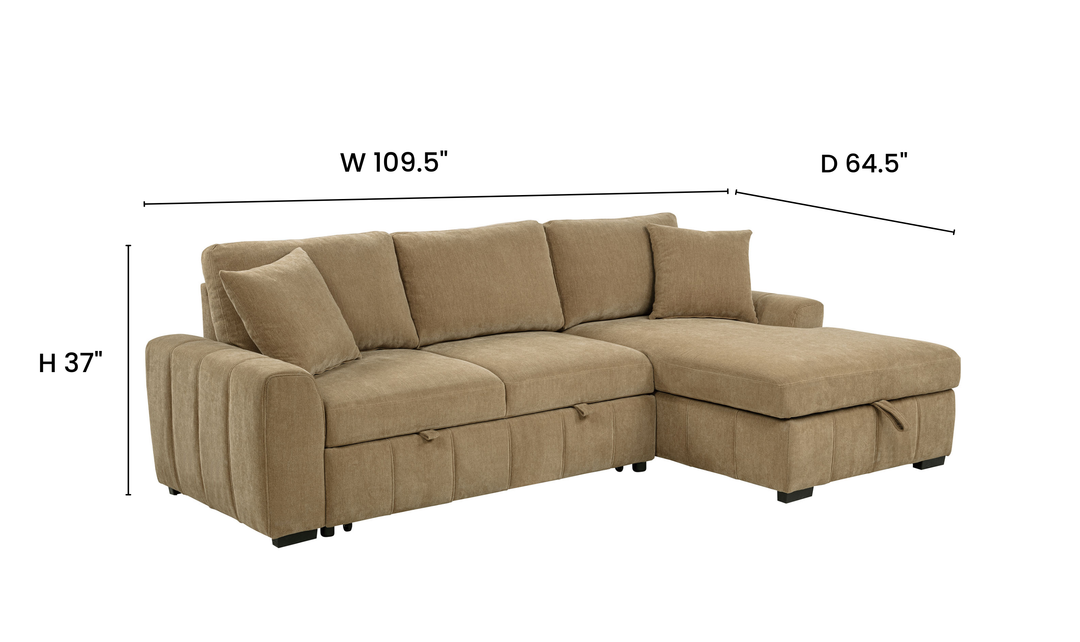 Modern Heritage Pastrana Fabric Sleeper Sectional Chaise Sofa