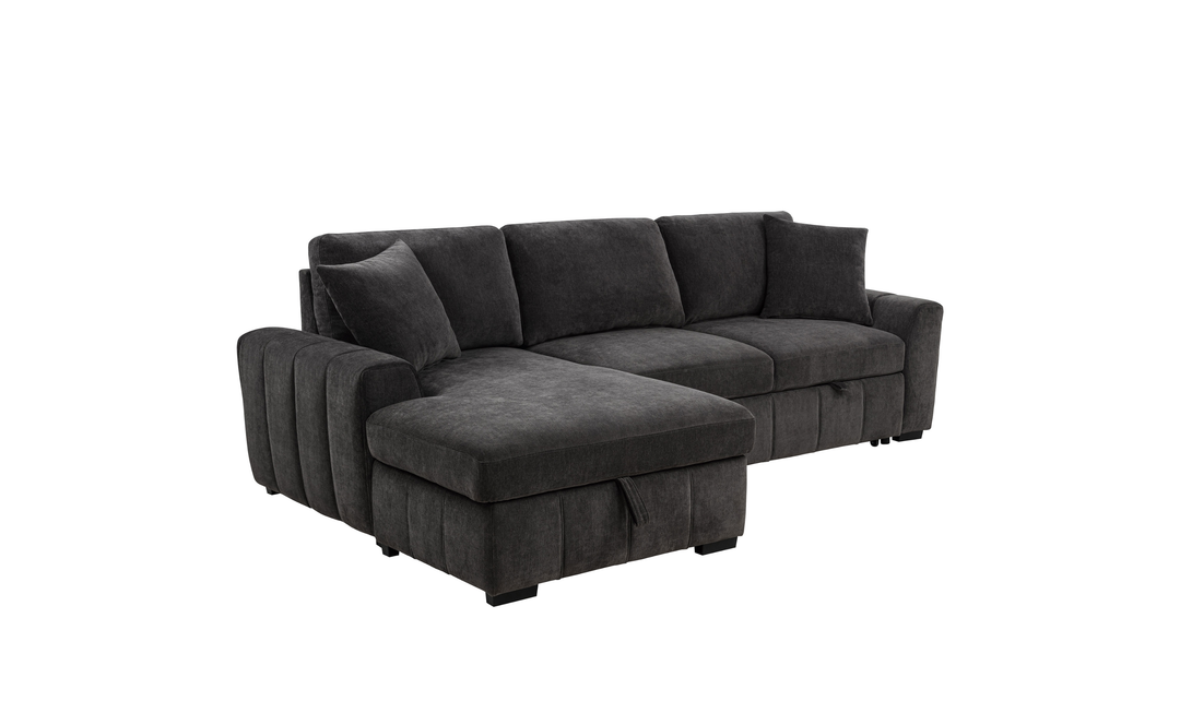 Modern Heritage Pastrana Fabric Sleeper Sectional Chaise Sofa - Jennifer Furniture