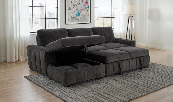 Modern Heritage Pastrana Fabric Sleeper Sectional Chaise Sofa - Jennifer Furniture