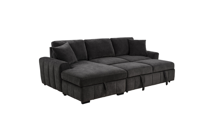 Modern Heritage Pastrana Fabric Sleeper Sectional Chaise Sofa - Jennifer Furniture