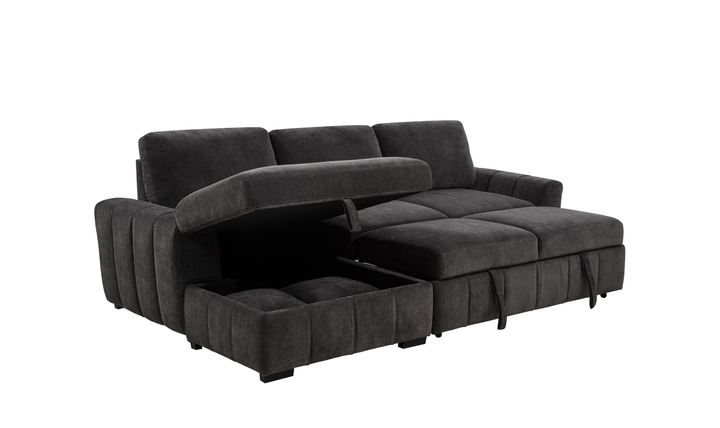 Modern Heritage Pastrana Fabric Sleeper Sectional Chaise Sofa - Jennifer Furniture