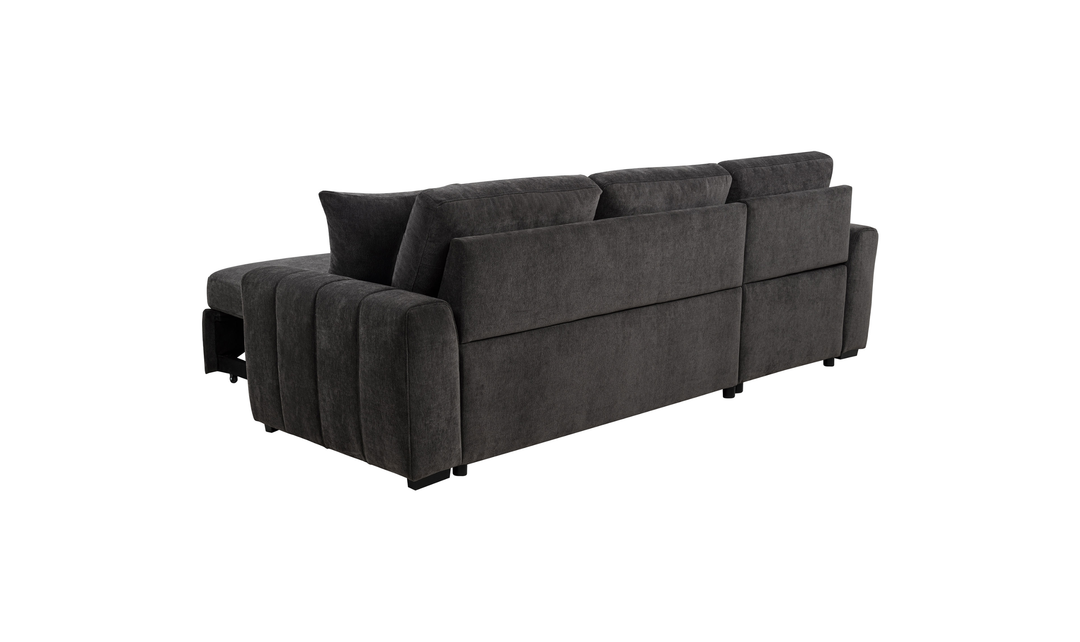 Modern Heritage Pastrana Fabric Sleeper Sectional Chaise Sofa - Jennifer Furniture