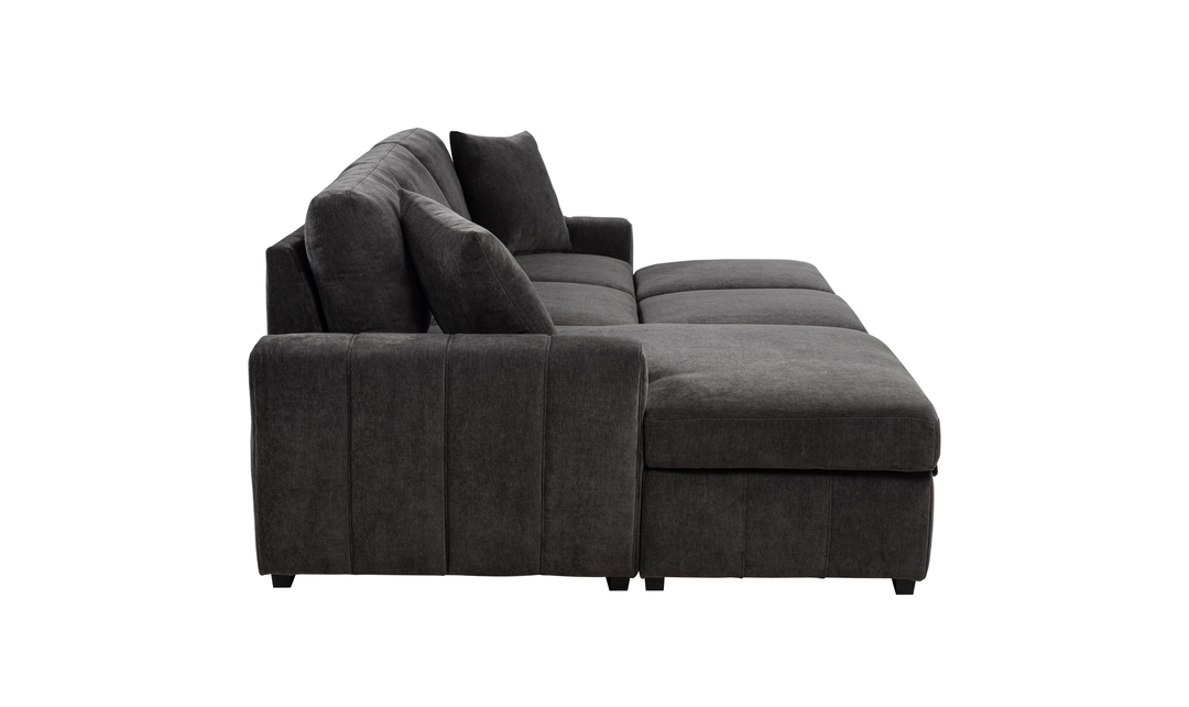 Modern Heritage Pastrana Fabric Sleeper Sectional Chaise Sofa - Jennifer Furniture