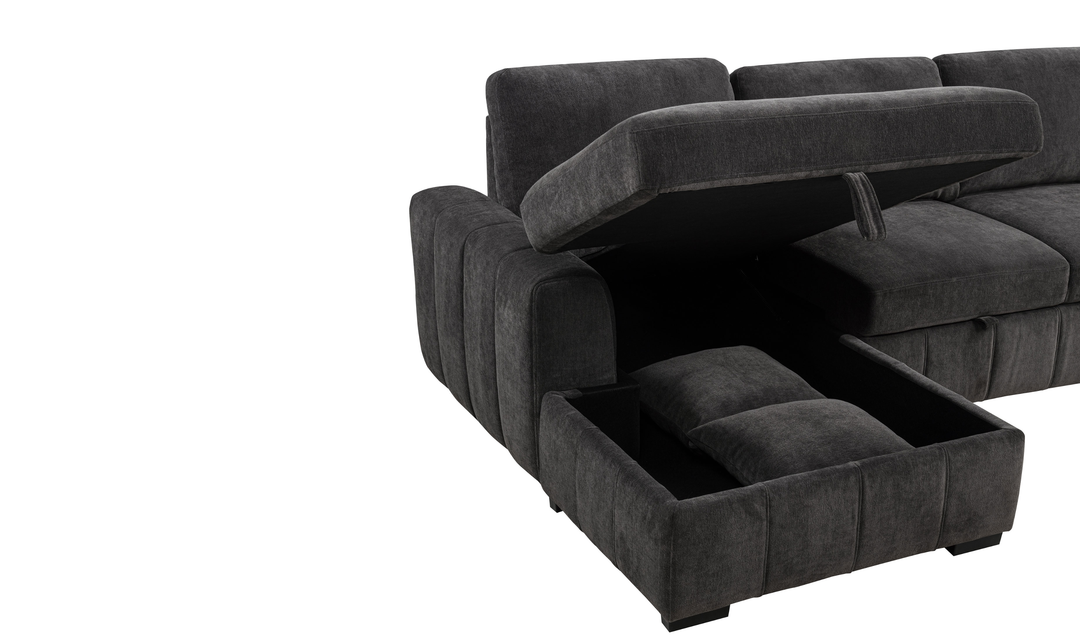 Modern Heritage Pastrana Fabric Sleeper Sectional Chaise Sofa
