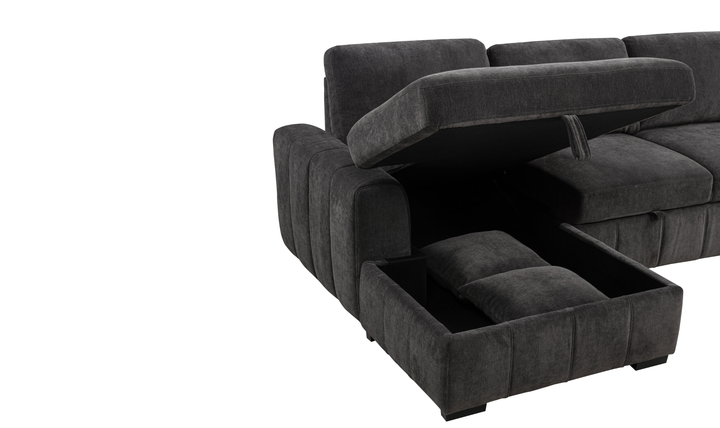 Modern Heritage Pastrana Fabric Sleeper Sectional Chaise Sofa