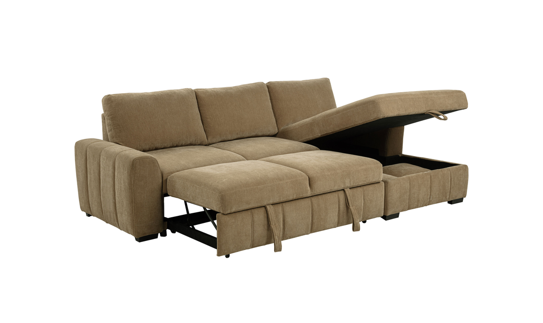 Modern Heritage Pastrana Fabric Sleeper Sectional Chaise Sofa - Jennifer Furniture