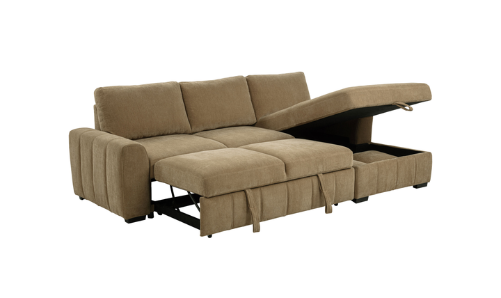 Modern Heritage Pastrana Fabric Sleeper Sectional Chaise Sofa - Jennifer Furniture