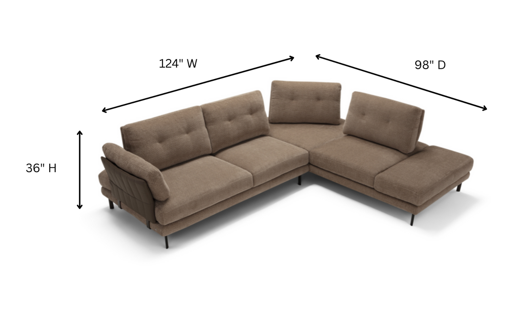 Pavone Sectional Sofa With Chaise – Contemporary L-Shaped Configuration-jennifer furniture