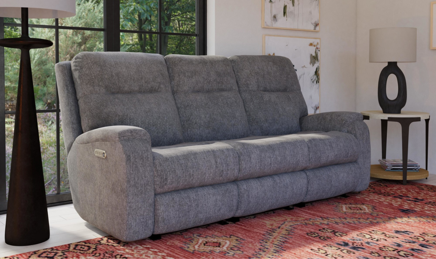 Flexsteel Penn Power Reclining Living Room Set in Fabric