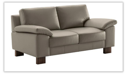 Poet Leather Loveseat with Wood Legs and HR Foam