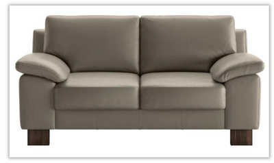 Poet Leather Loveseat with Wood Legs and HR Foam