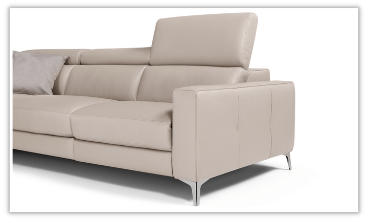  ESF Italia Point Cream Leather Sectional with Chaise