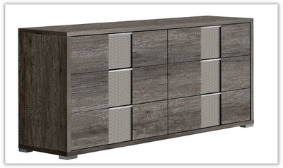 Portofino Premium Brown 6-Drawer Dresser with Metal Handle
