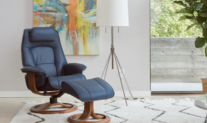 Fjords Admiral R Leather Swivel Recliner Chair with Footstool-Jennifer Furniture