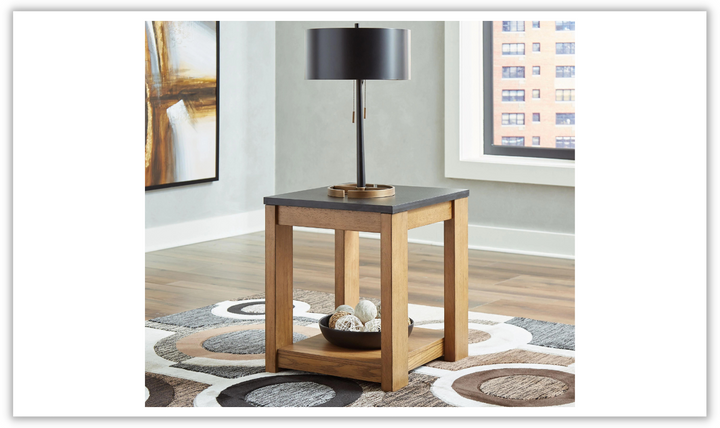 Modern Heritage Quentina End Table with Black Faux Stone Top