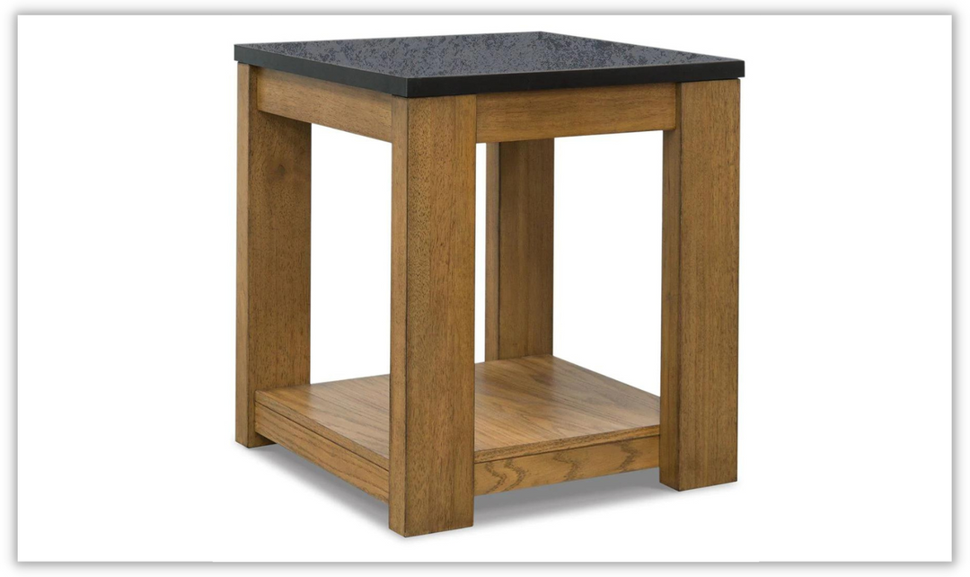 Modern Heritage Quentina End Table with Black Faux Stone Top