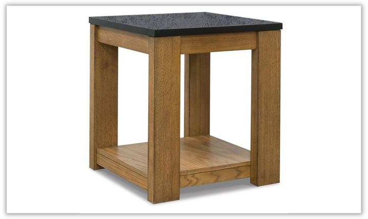 Modern Heritage Quentina End Table with Black Faux Stone Top