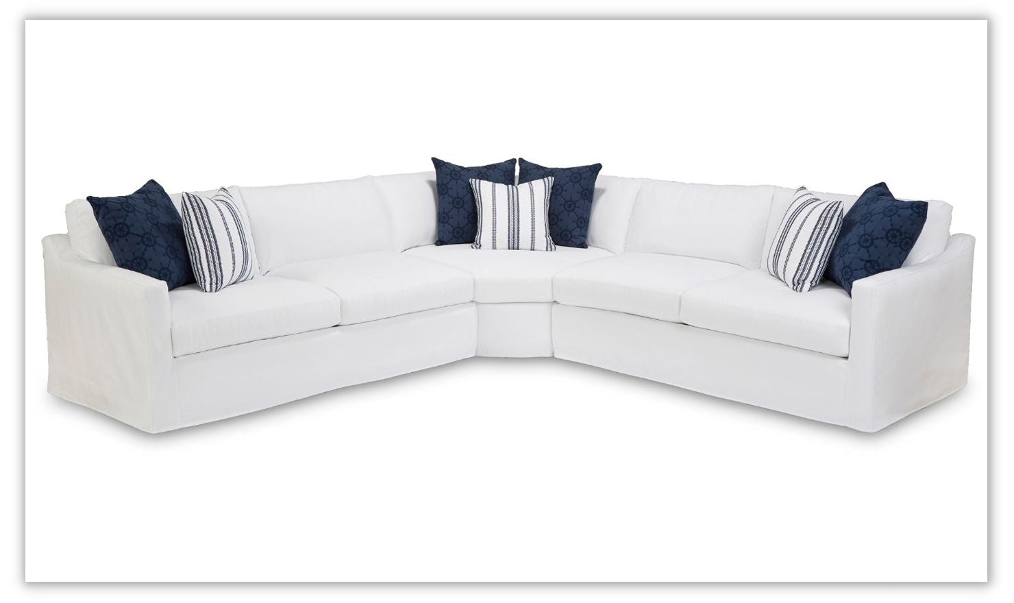 Four Seasons Reese L-Shaped Slipcovered Modular Sectional Sofa with Track Arms