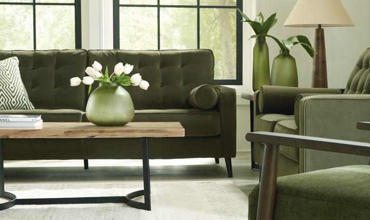 Modern Heritage Reveon Lakes Fabric Sofa with Tapered Legs