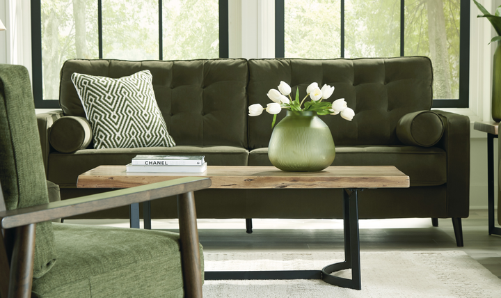 Modern Heritage Reveon Lakes Fabric Sofa with Tapered Legs