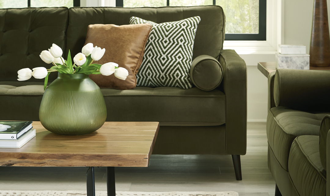 Modern Heritage Reveon Lakes Fabric Sofa with Tapered Legs
