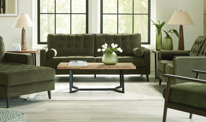 Modern Heritage Reveon Lakes Fabric Sofa with Tapered Legs